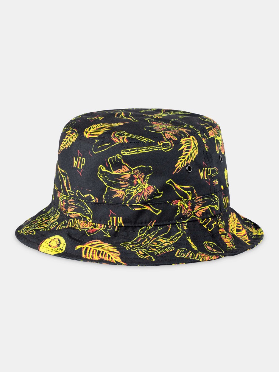 Carhartt WIP Paradise Bucket Hat - Black / Yellow | Spiralseven