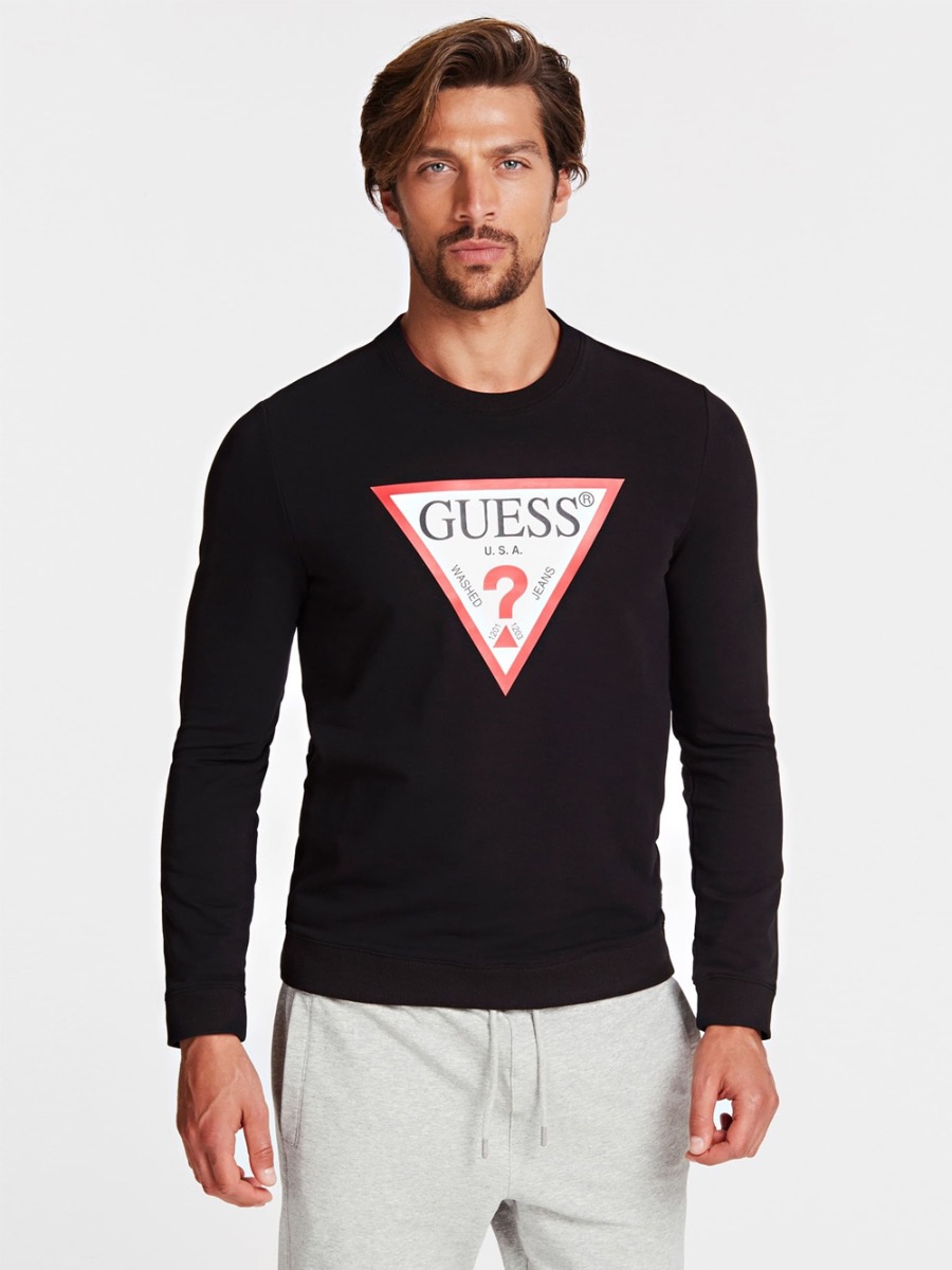 Guess Triangle Logo Sweatshirt - Black | Spiralseven