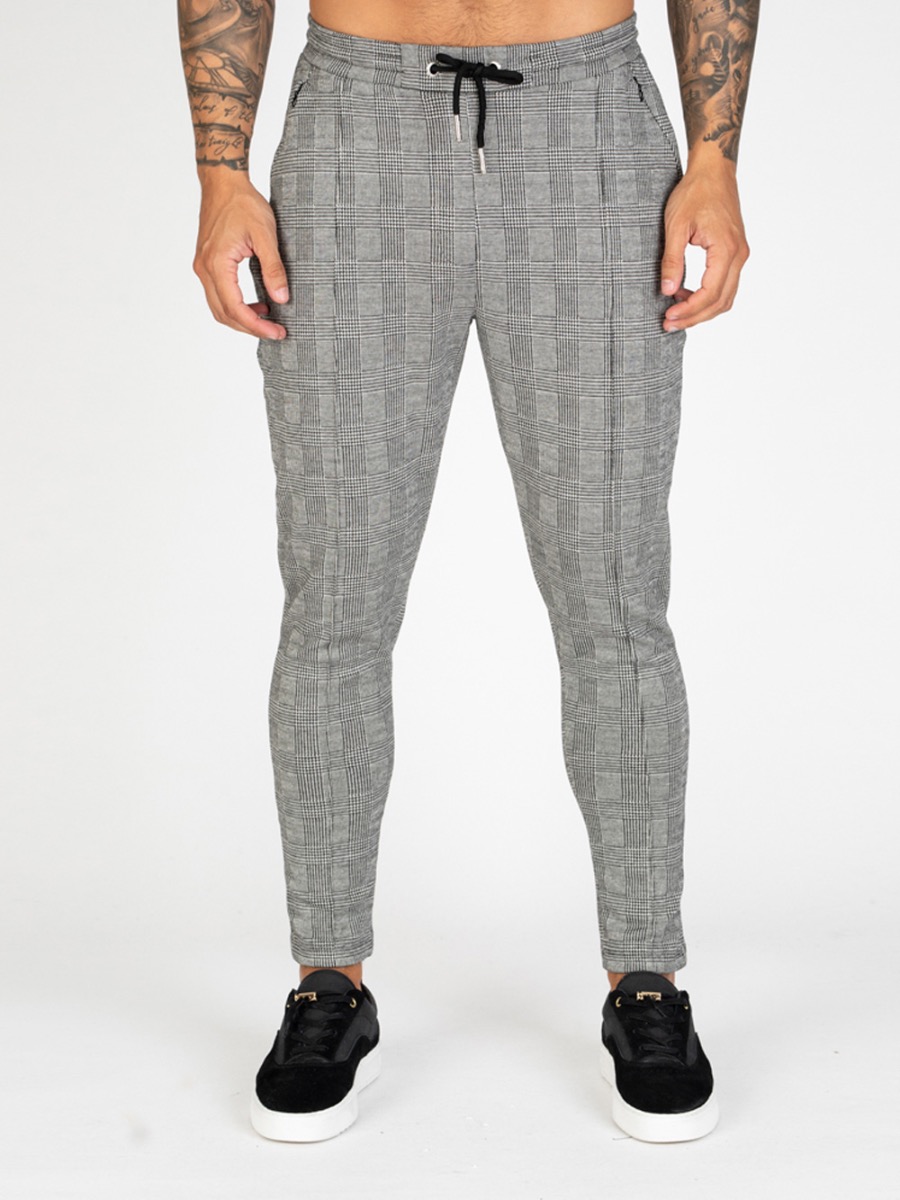 Nimes Knit Chino Check Pants - Grey | Spiralseven